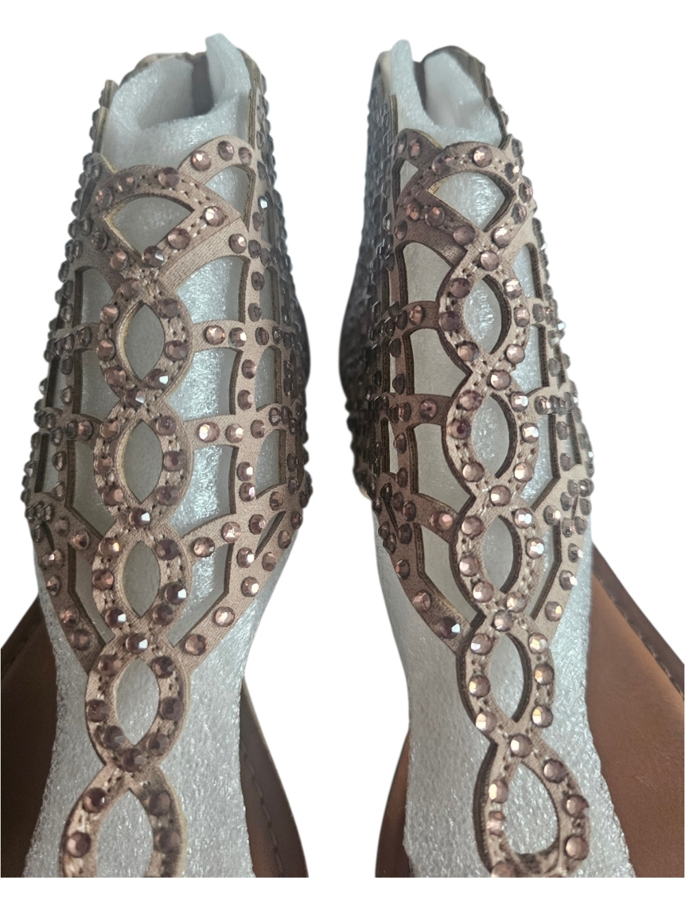 Zigi Soho Dusty Pink Rhinestone Gladiator Sandals Ankle Zip Women’s 8 New - Picture 4 of 4